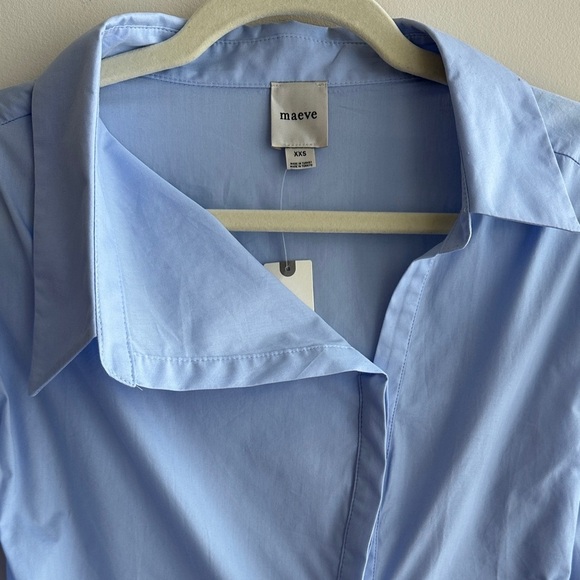 Maeve Asymmetrical Buttondown Shirt, Women’s Sky Blue Blouse, Size XXS - Picture 16 of 16